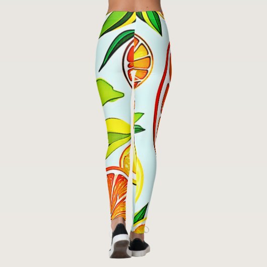 Oranje plak: citruskunst leggings (Achterkant)