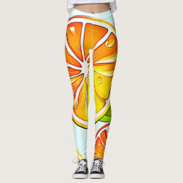 Oranje plak: citruskunst leggings