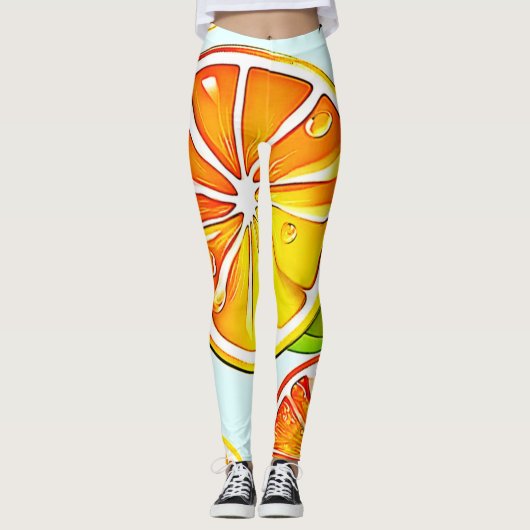Oranje plak: citruskunst leggings (Voorkant)