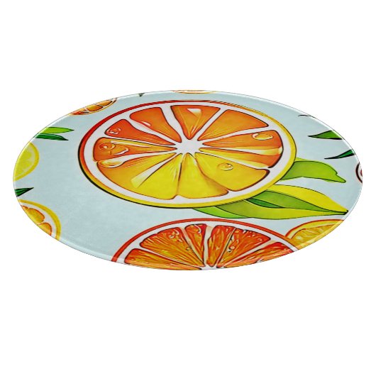 Oranje plak: citruskunst snijplank (Hoek)