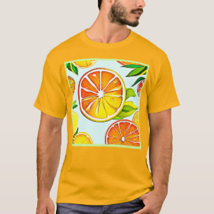 Oranje plak: citruskunst t-shirt