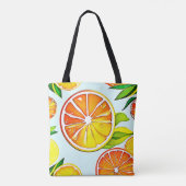 Oranje plak: citruskunst tote bag (Achterkant)