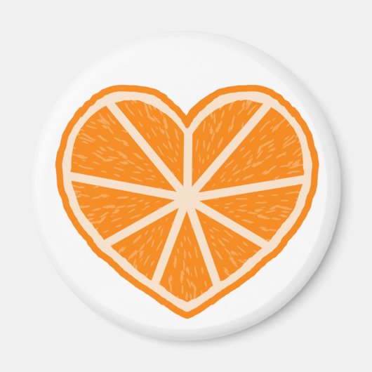 Oranje plak hart magneet (Voorkant)