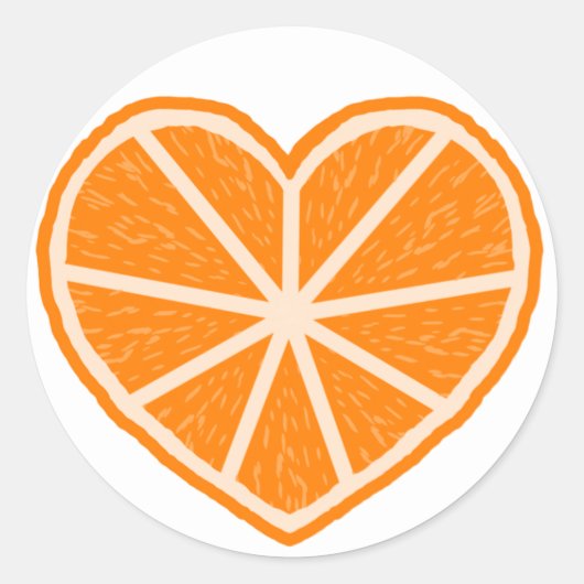 Oranje plak hart ronde sticker (Voorkant)