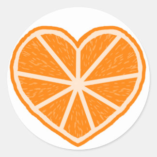 Oranje plak hart ronde sticker