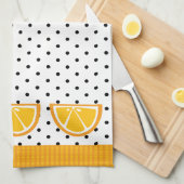 Oranje plak tropisch fruit theedoek (Quarter Fold)