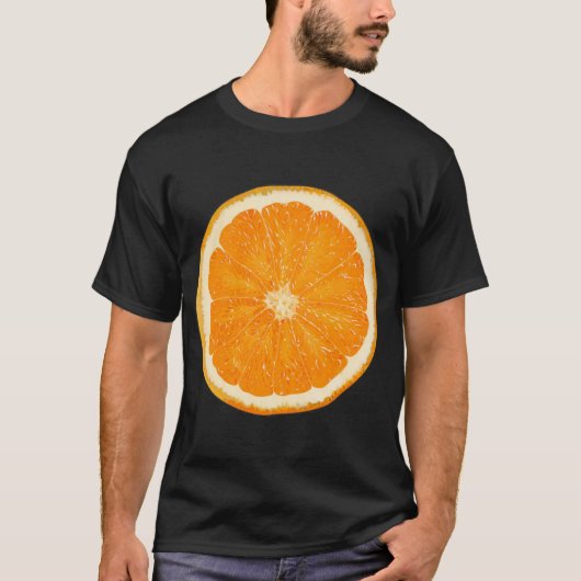 Oranje plak verfrissend fruit t-shirt (Voorkant)