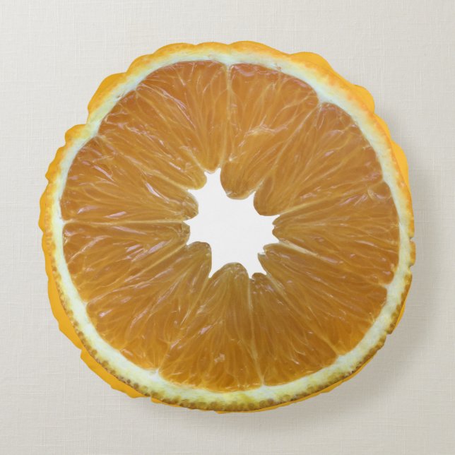 Oranje plak, vers - vruchten rond kussen (Voorkant)