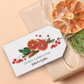 Oranje plakjes en kaneel kerst cadeaulabel