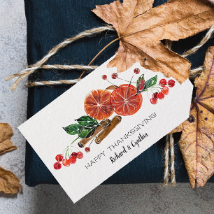 Oranje plakjes en kaneel Thanksgiving Cadeaulabel