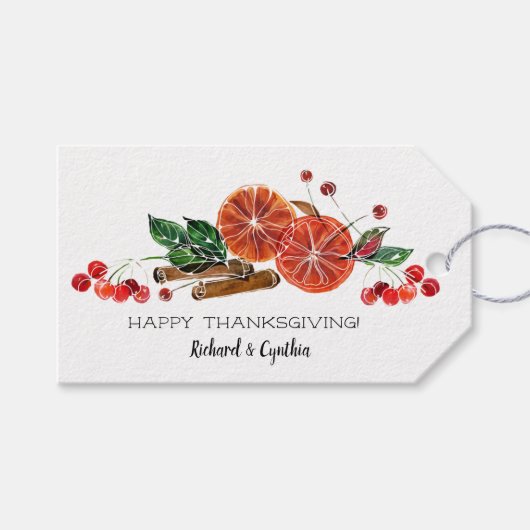 Oranje plakjes en kaneel Thanksgiving Cadeaulabel (Voorkant (Horizontaal))