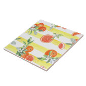 Oranje plakjes gele strepen tegeltje (Zijkant)