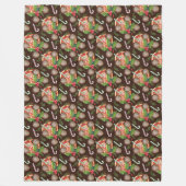 ORANJE PLAKJES KERSTKOEKJES SNOEPJES FLEECE DEKEN (Voorkant)