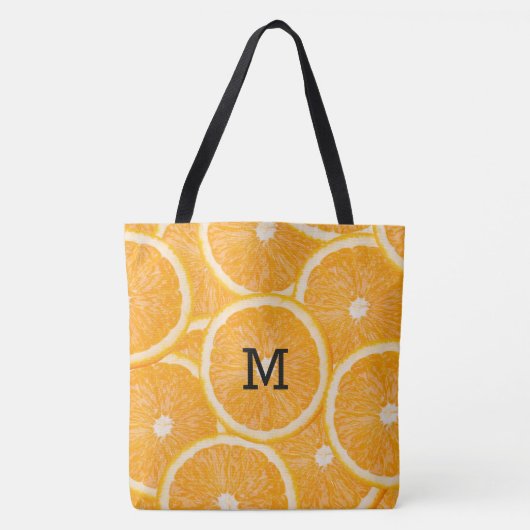 Oranje plakken aangepaste monogram zakken tote bag (Voorkant)