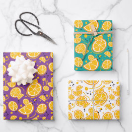 Oranje plakken Citrus Sweet Fruit Design Pattern Inpakpapier Vel