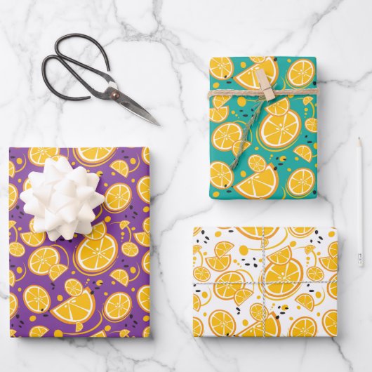 Oranje plakken Citrus Sweet Fruit Design Pattern Inpakpapier Vel (Voorkant)