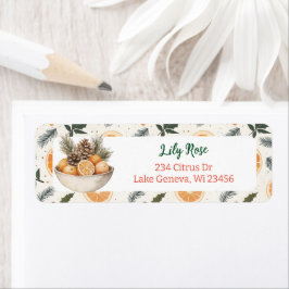  Oranje plakken en dennentakken Etiket