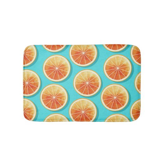 Oranje plakken op blauw badmat (Voorkant)