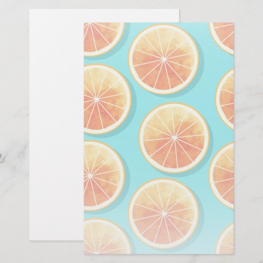 Oranje plakken op blauw briefpapier (Voorkant / Achterkant)