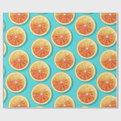 Oranje plakken op blauw cadeaupapier (Vlak)