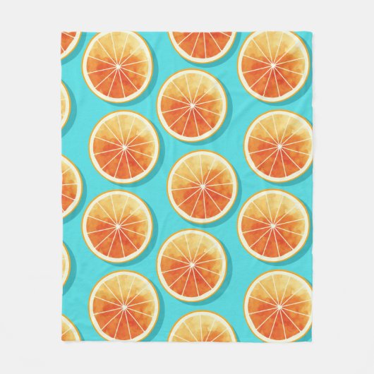 Oranje plakken op blauw fleece deken (Voorkant)