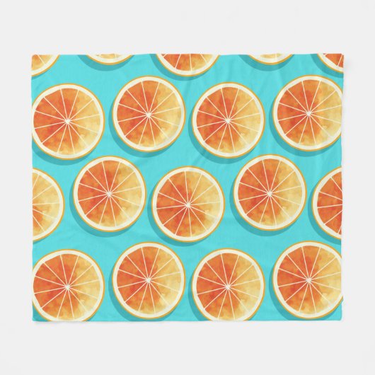 Oranje plakken op blauw fleece deken (Voorkant (Horizontaal))