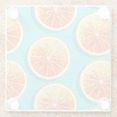 Oranje plakken op blauw glazen onderzetter (Achterkant)