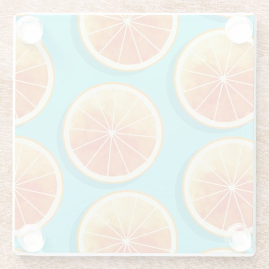 Oranje plakken op blauw glazen onderzetter (Achterkant)