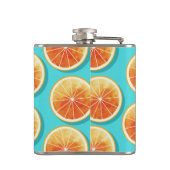 Oranje plakken op blauw heupfles (Achterkant)