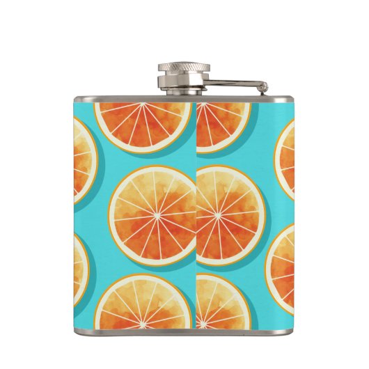 Oranje plakken op blauw heupfles (Achterkant)