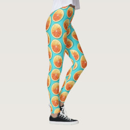 Oranje plakken op blauw leggings