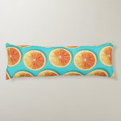 Oranje plakken op blauw lichaamskussen (Achterkant)