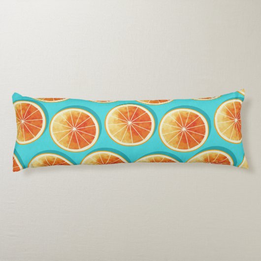 Oranje plakken op blauw lichaamskussen (Achterkant)