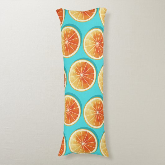 Oranje plakken op blauw lichaamskussen (Voorkant Verticaal)