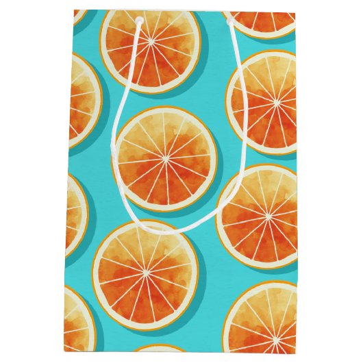 Oranje plakken op blauw medium cadeauzakje (Achterkant)