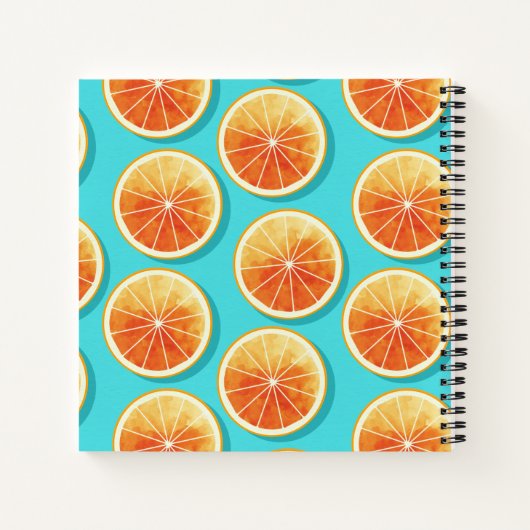 Oranje plakken op blauw notitieboek (Achterkant)