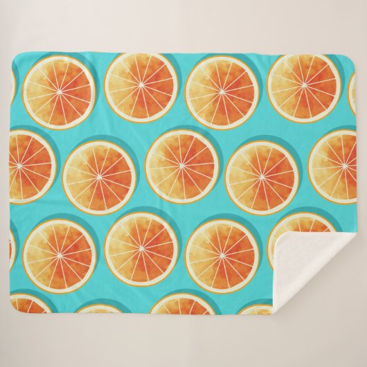 Oranje plakken op blauw sherpa deken (Voorkant (horizontaal))