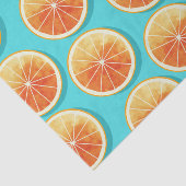 Oranje plakken op blauw tissuepapier (Detail)