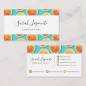 Oranje plakken op blauw visitekaartje (Voorkant / Achterkant)