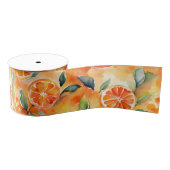 Oranje plakken verse Waterverf Citrus ontwerp Grosgrain Lint (Spoel)