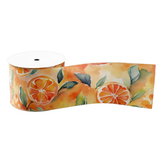 Oranje plakken verse Waterverf Citrus ontwerp Grosgrain Lint (Spoel)