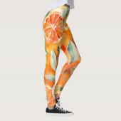 Oranje plakken verse Waterverf Citrus ontwerp Leggings (Rechts)