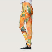 Oranje plakken verse Waterverf Citrus ontwerp Leggings (Links)