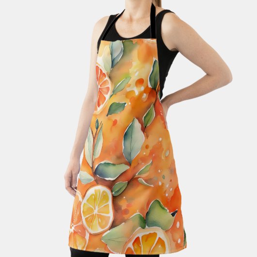 Oranje plakken verse Waterverf Citrus ontwerp Schort (Insitu)