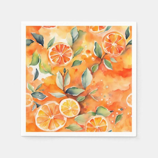 Oranje plakken verse Waterverf Citrus ontwerp Servet (Voorkant)