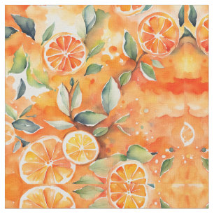 Oranje plakken verse Waterverf Citrus ontwerp Stof