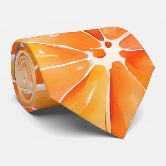 Oranje plakken verse Waterverf Citrus ontwerp Stropdas (Opgerold)