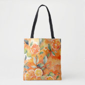 Oranje plakken verse Waterverf Citrus ontwerp Tote Bag (Voorkant)