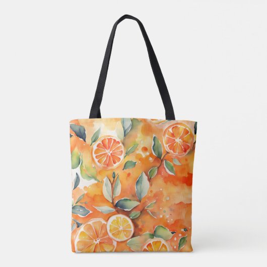 Oranje plakken verse Waterverf Citrus ontwerp Tote Bag (Achterkant)