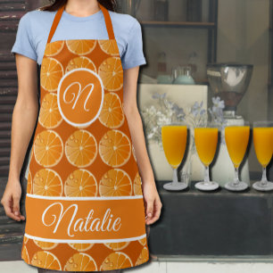 Oranje plakpatroon - monogramme Schort